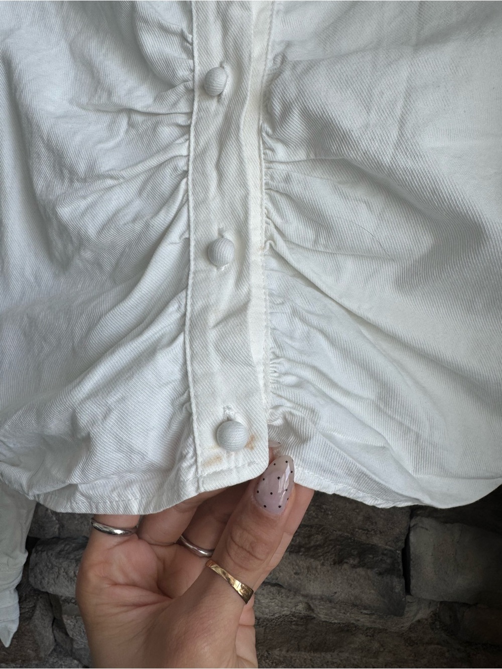 Little Mountain Cropped Ruched Button-Front Top - Picture 5 of 5